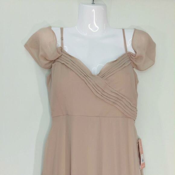 Birdy Grey Spence Taupe Chiffon Convertible Dress Bridesmaid Prom SMALL NWT - Picture 4 of 14